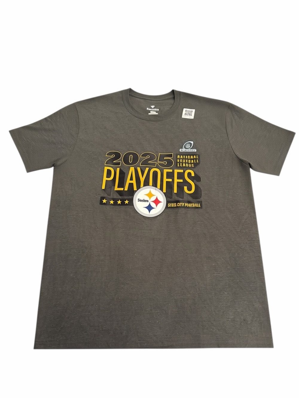 Fanatics Gray and Yellow 2025 Playoffs Pittsburgh Steelers Tee